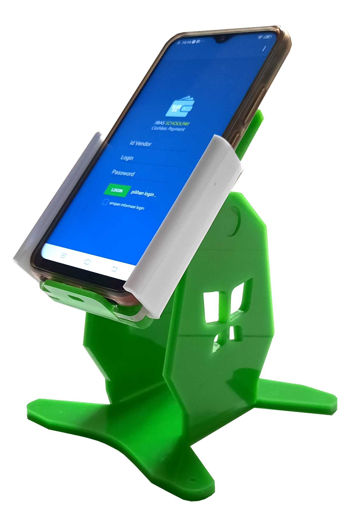 Phone Holder untuk memudahkan pemindaian QR Code dari Kartu Pembayaran